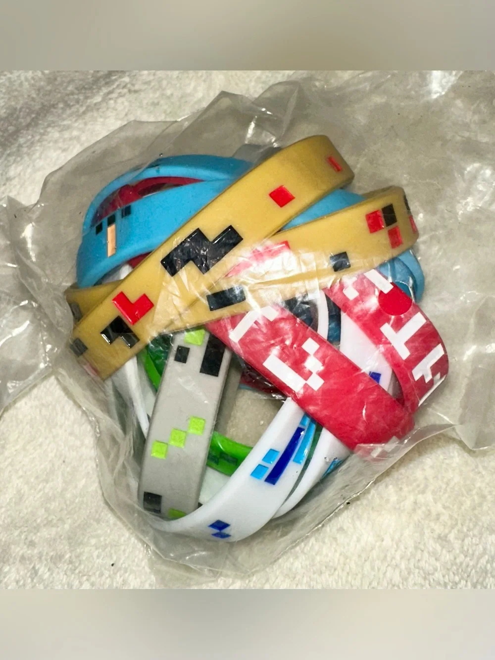 Minecraft Pixel Art Silicone Wristband Bracelet Lot 12pc Gamer Party Favor